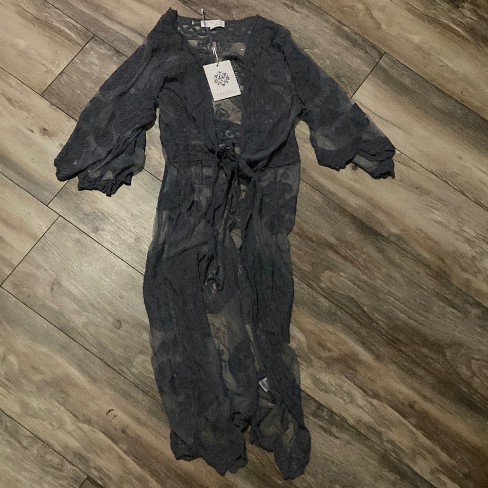 Rebellion Dusty Blue Lacey Duster Size S NWT